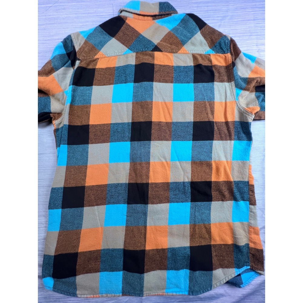 Vans Mens Large Flannel Shirt Blue Orange Plaid Button Down Long Sleeve CA23359 - Picture 5 of 6